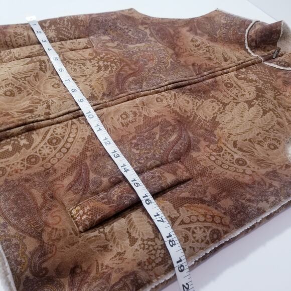 Jones New York Sport Suede Western Print Shearling Vest Jacket - Picture 5 of 11